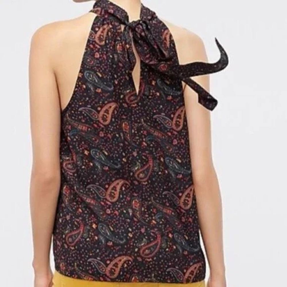 ✨J.Crew Factory Paisley Sleeveless Tie-Neck Halter Blouse✨ - Picture 3 of 8